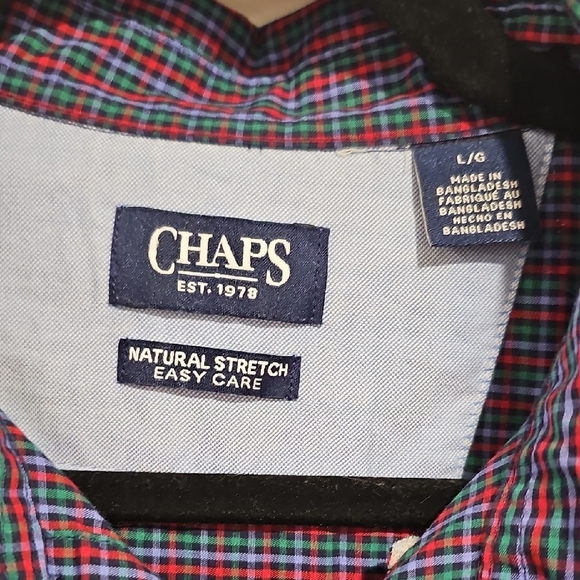 Chaps Blue Casual Button Down Shirt with Plaid Design - Picture 2 of 6